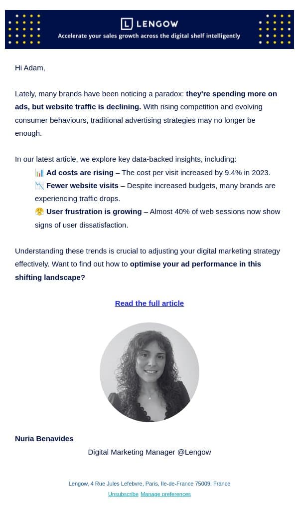 🚀Adam are you Spending More on Ads but Getting Less Traffic? email from NetRivals screenshot