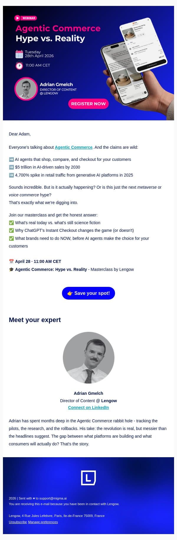 Is Agentic Commerce real, or just hype? email from NetRivals screenshot