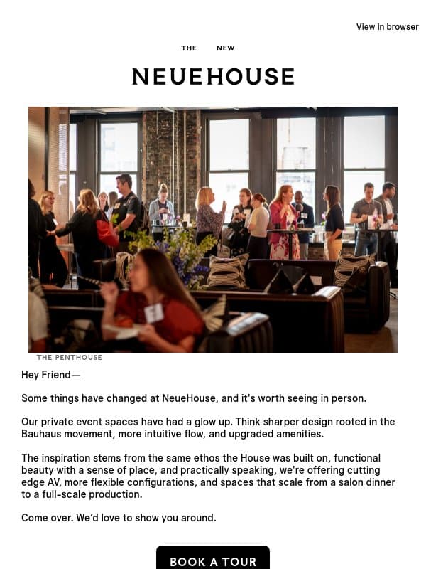 Our New and Improved Penthouse email from NeueHouse