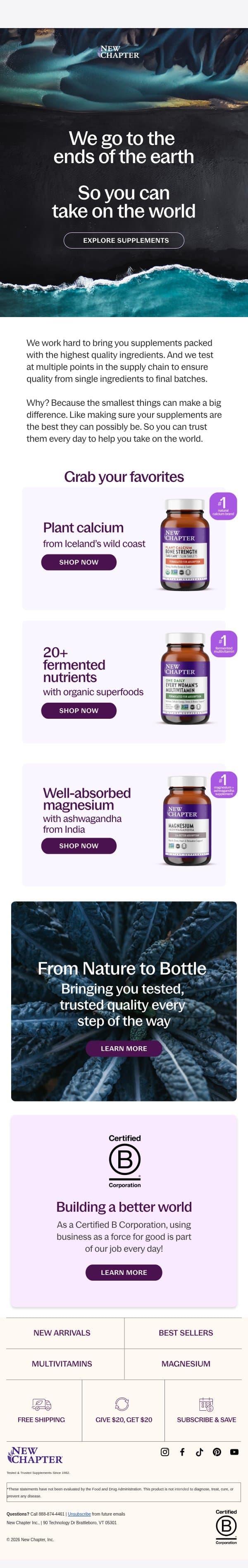 From Nature to Bottle to You! email from New Chapter screenshot