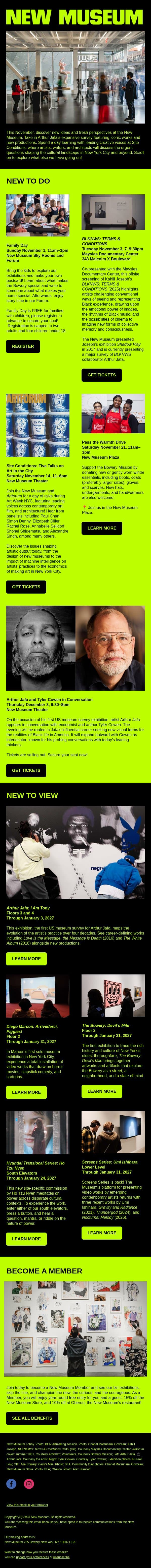 Find Creative Inspiration at the New Museum email from New Museum screenshot