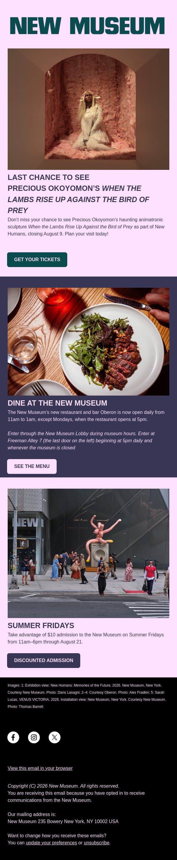Precious Okoyomon's Haunting Animatronic Sculpture! email from New Museum screenshot
