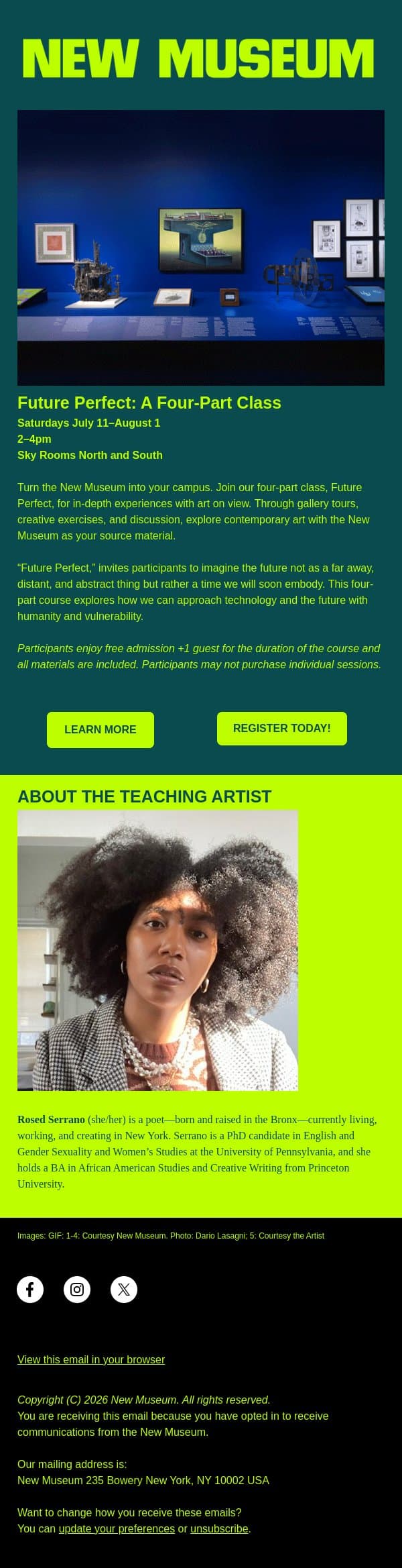 Turn the New Museum into your Campus! email from New Museum screenshot