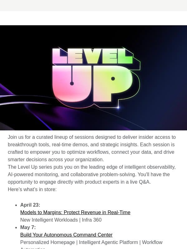 Insider access: The Level Up series awaits email from New Relic