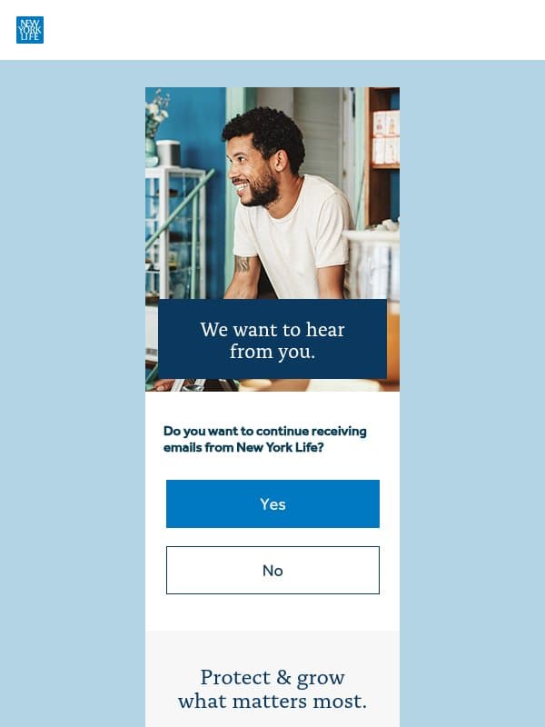 Please respond: Keep us in your inbox email from New York Life