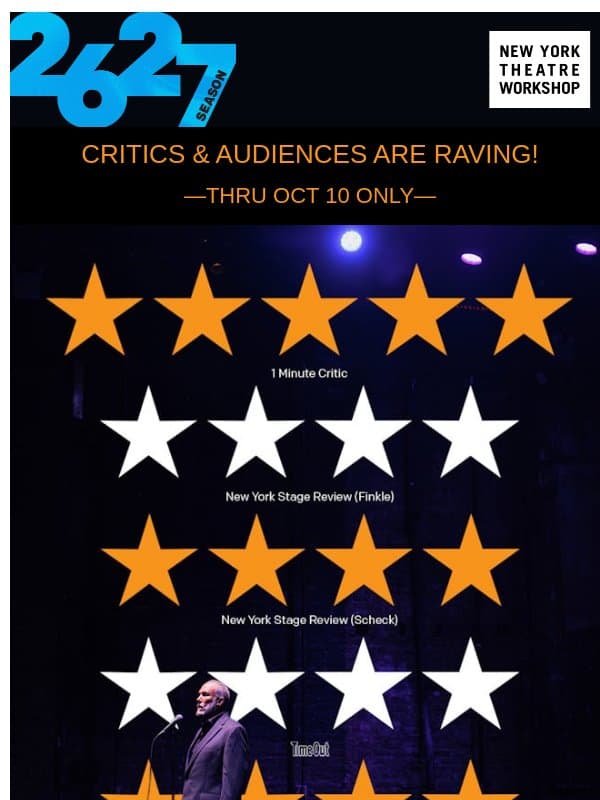 FINAL WEEKS for In Honor of Jean-Michel Basquiat—"downtown theater AT ITS BEST." email from New York Theatre Workshop