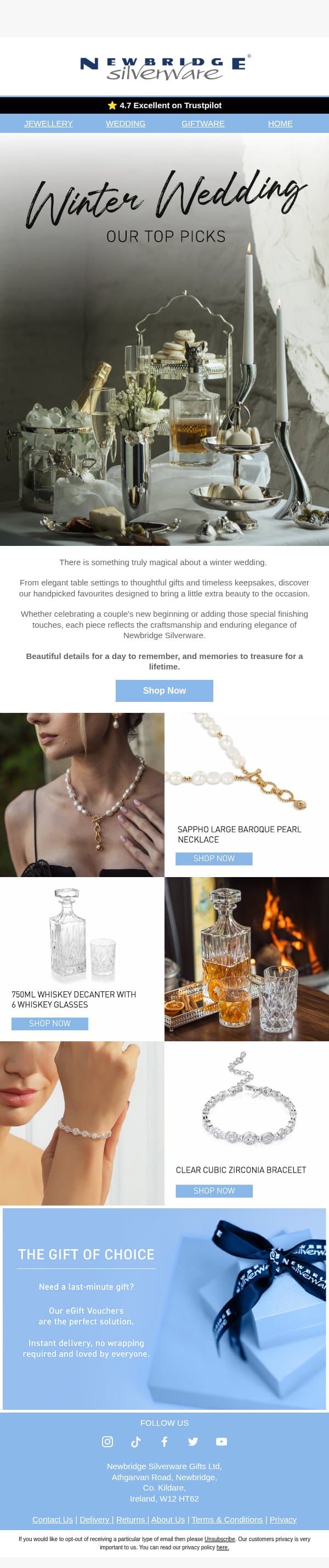 Winter Wedding Favourites ✨ email from Newbridge Silverware screenshot