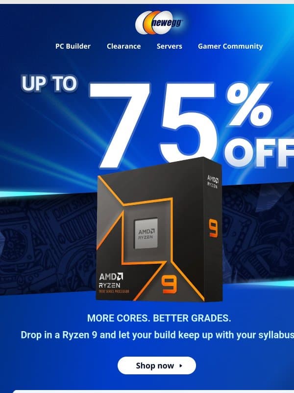 Up to 75% off โ Back to School Sale! email from Newegg
