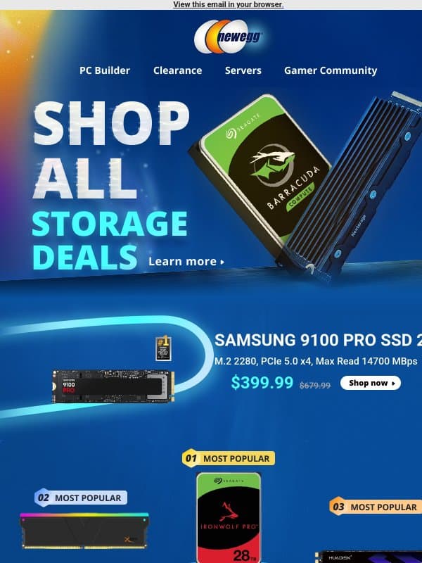 ๐พ Internal SSDs & Desktop Memory Bonanza email from Newegg