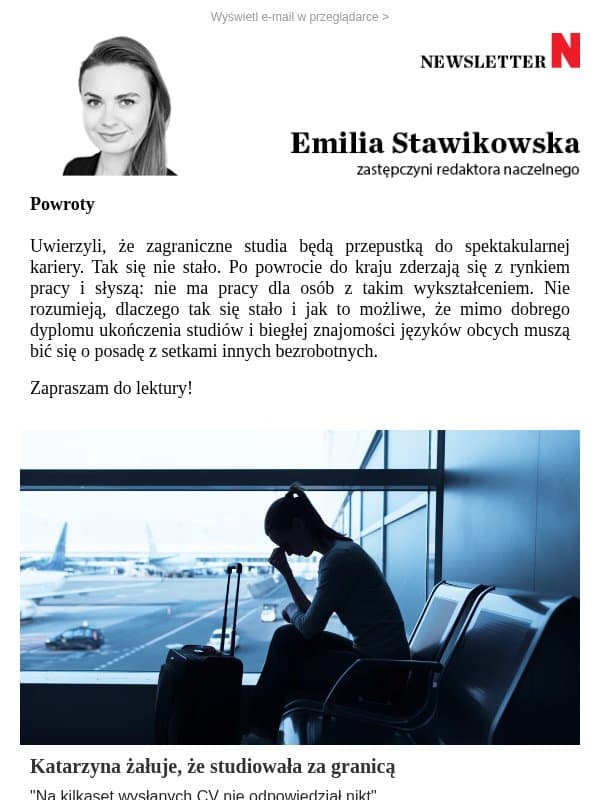 Katarzyna żałuje, że studiowała za granicą email from Newsweek Polska