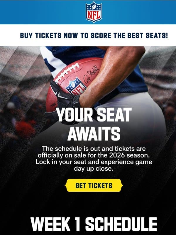 Let The Games Begin! Single Game Tickets Are On Sale NOW! 🎉 email from NFL