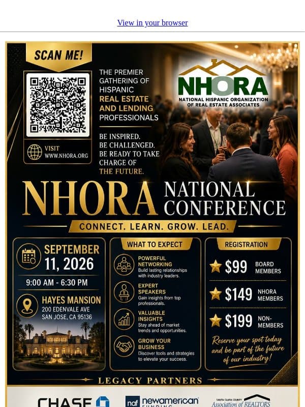 One Day. Big Connections. Greater Opportunities. email from NHORA