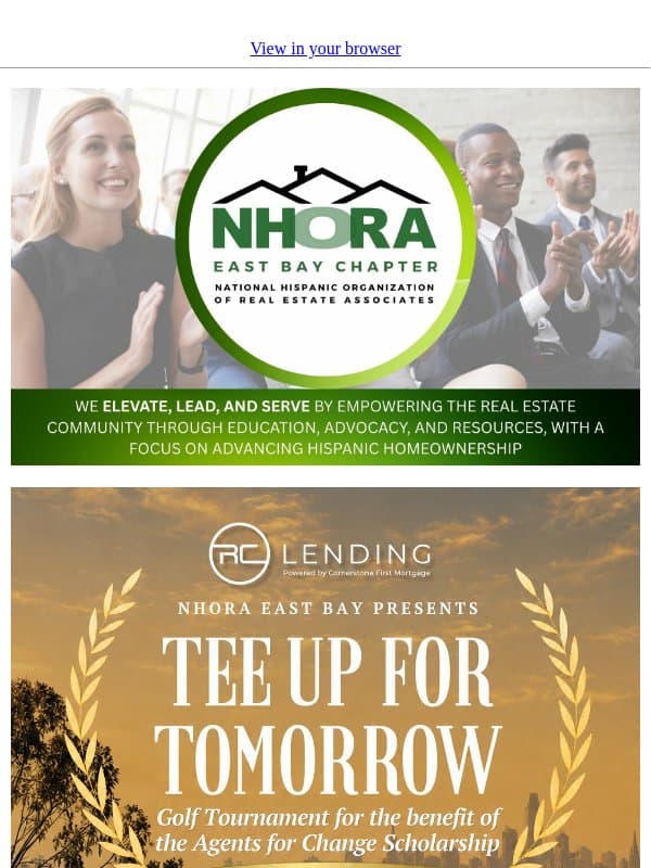 Don't Miss Your Shot—Register for Tee Up for Tomorrow Today! email from NHORA
