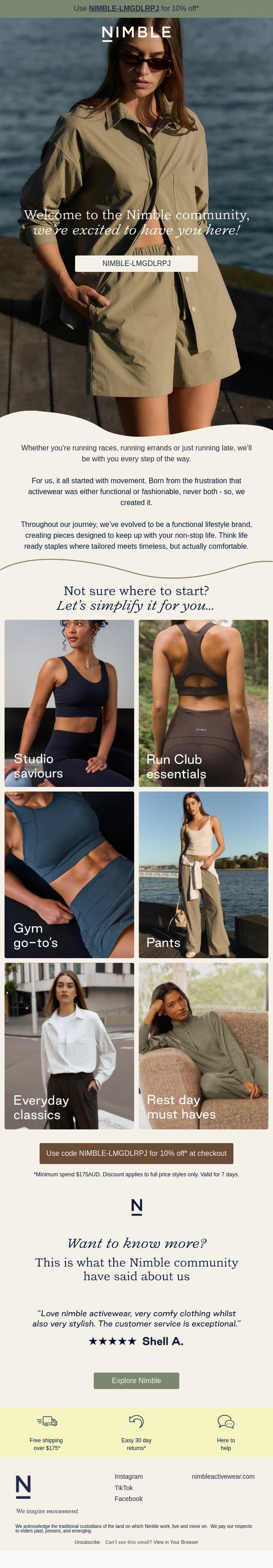 Waiting for this? email from Nimble Activewear screenshot