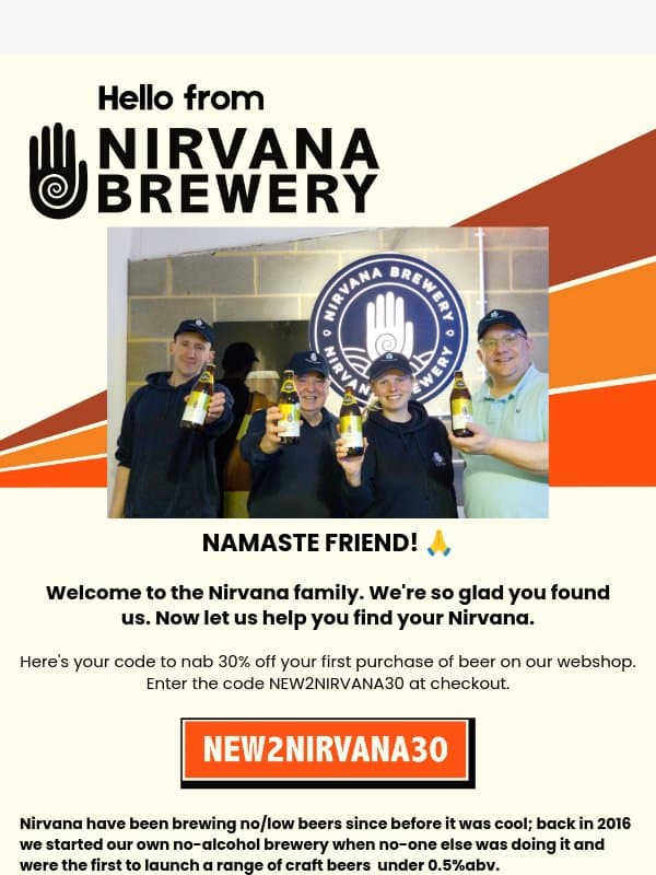 Hello from Nirvana Brewery email from Nirvana Brewery screenshot