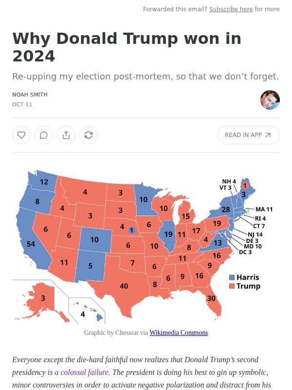 Why Donald Trump won in 2024 email from Noahpinion
