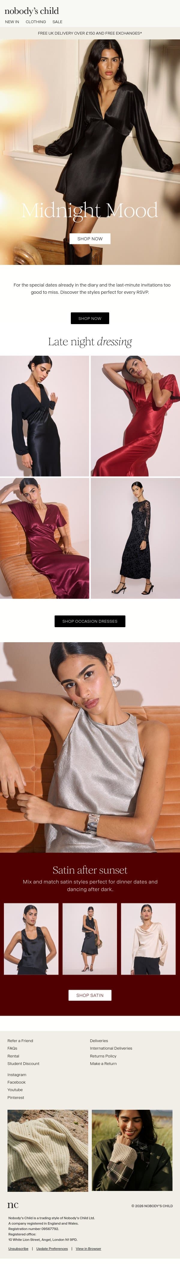 Your next party outfit email from Nobody’s Child screenshot