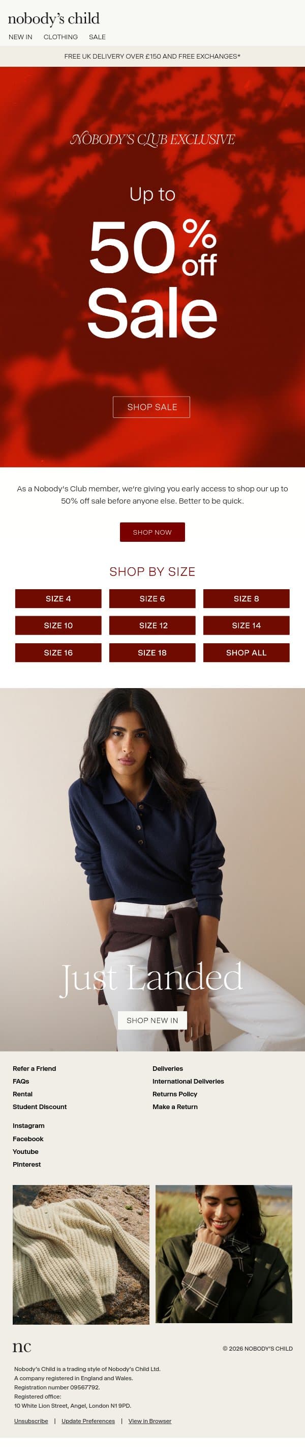 SALE STARTS NOW email from Nobody’s Child screenshot
