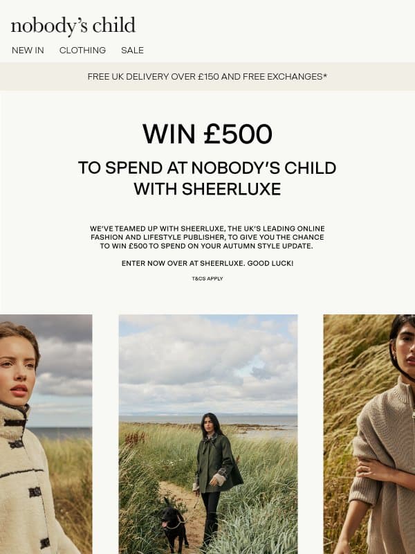 WIN £500 to spend email from Nobody’s Child