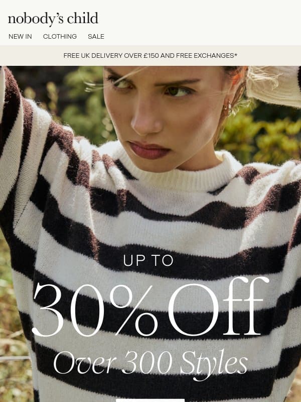 Up to 30% off. Limited time. email from Nobody’s Child