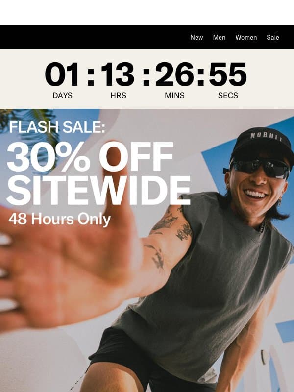 FLASH SALE: 30% Off Sitewide. email from NOBULL
