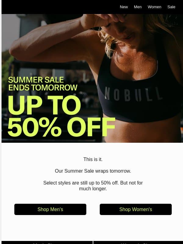 Last Chance: Up to 50% Off email from NOBULL