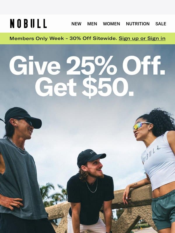 Give 25% Off. Get $50. email from NOBULL