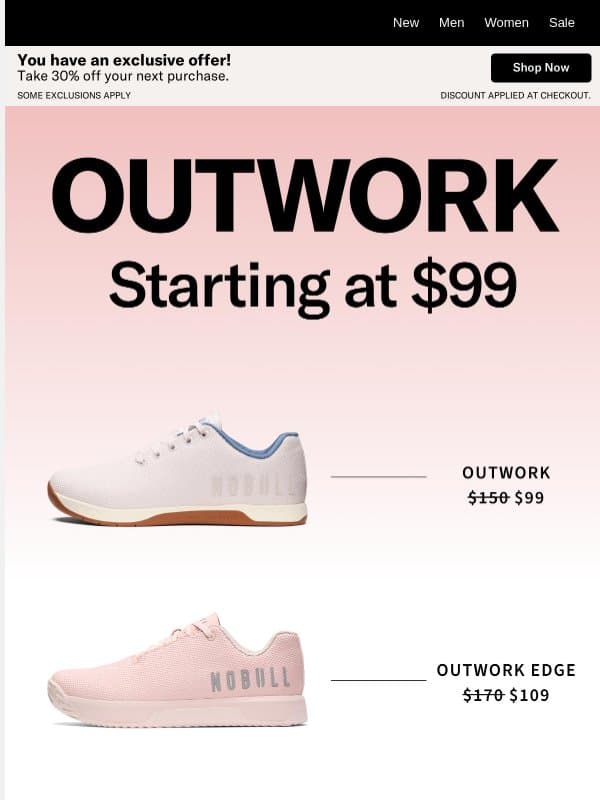 Starting at $99: Outwork email from NOBULL
