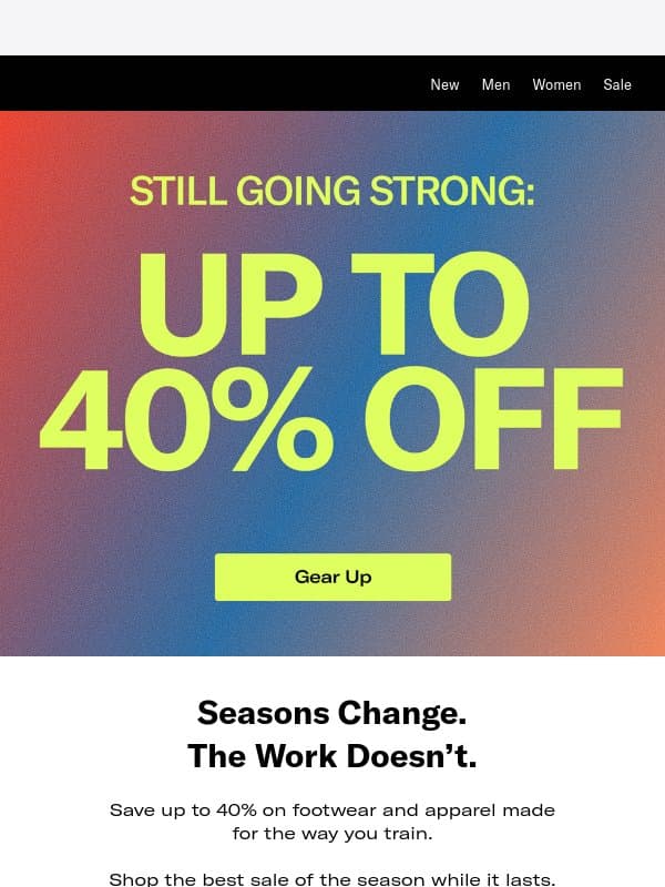 There’s Still Time: Up to 40% Off email from NOBULL