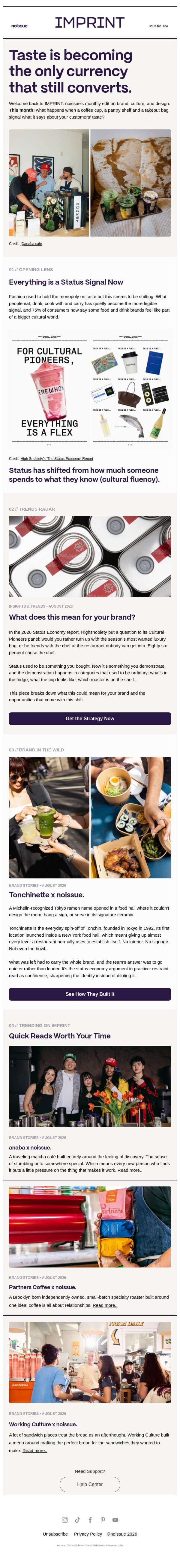 IMPRINT | Are everyday products becoming status signals? email from Noissue (US) screenshot