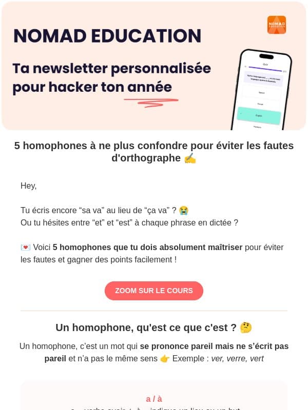 😵💫 Homophones : ne fais plus ces fautes ! email from Nomad Education