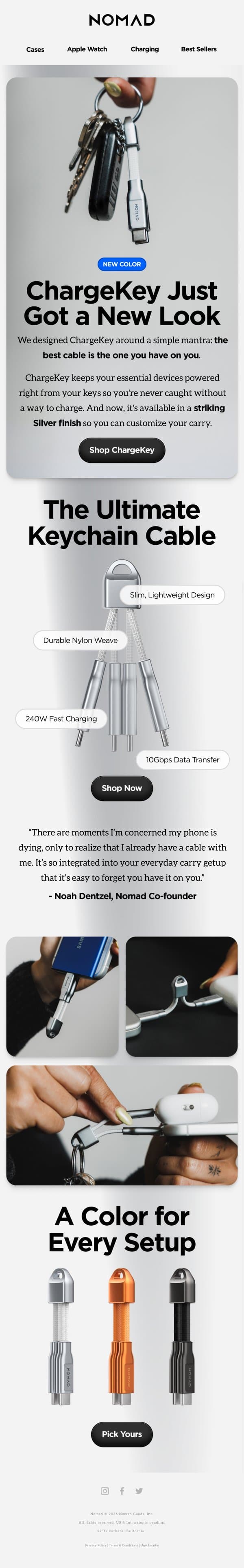 Say hello to the new ChargeKey š©¶ email from Nomad Goods screenshot