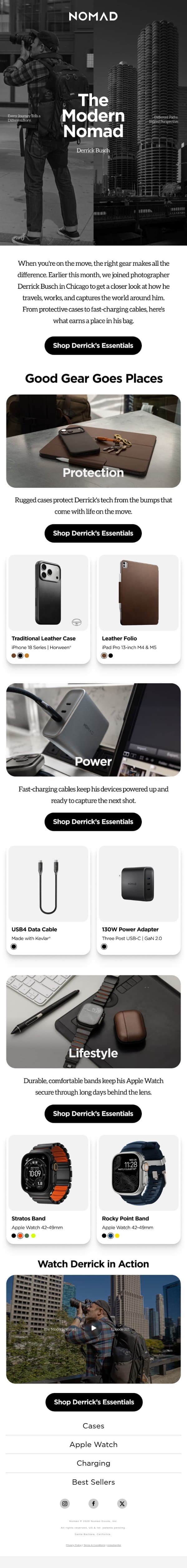 The Modern Nomad. email from Nomad Goods screenshot