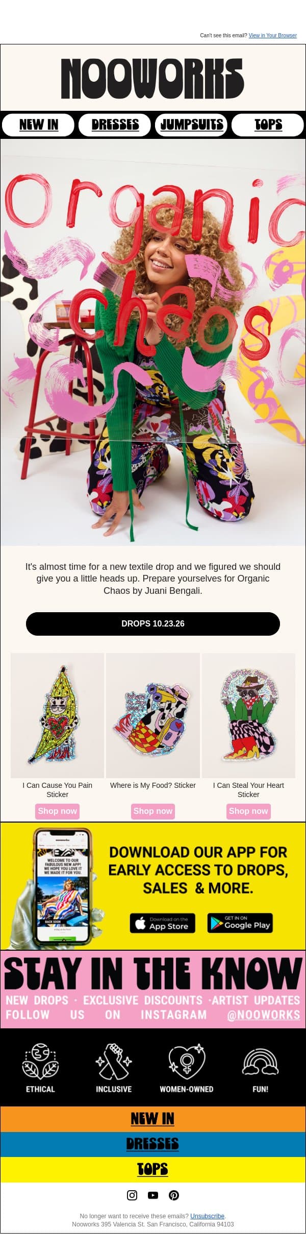 Brace yourself for the Chaos💜🖤💚🤎 email from Nooworks screenshot