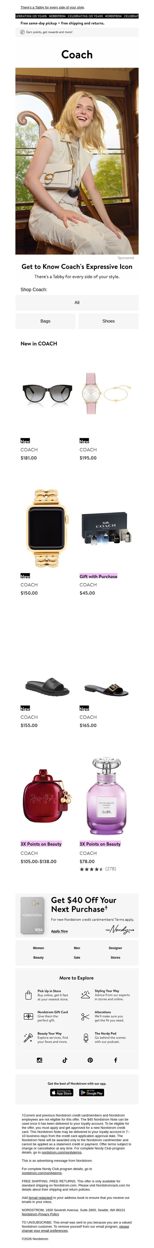 Coach's bag for self-expression email from NORDSTROM screenshot