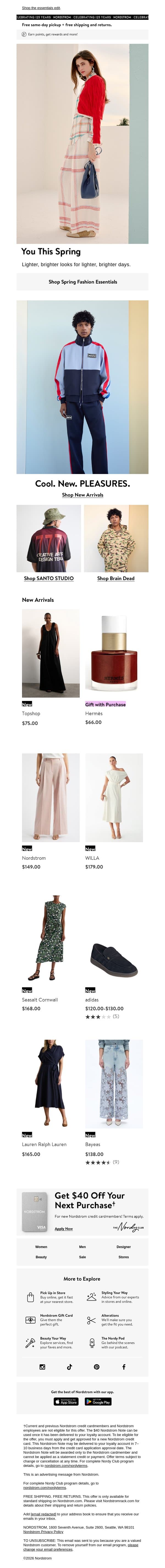 Light, bright & new for spring email from NORDSTROM screenshot