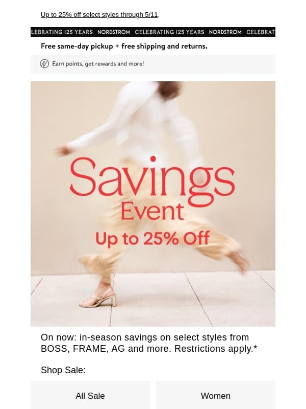 Savings Event is here! email from NORDSTROM