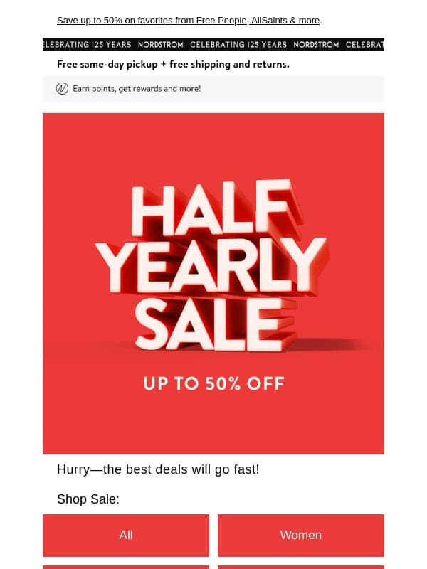 Half-Yearly Sale is here! email from NORDSTROM