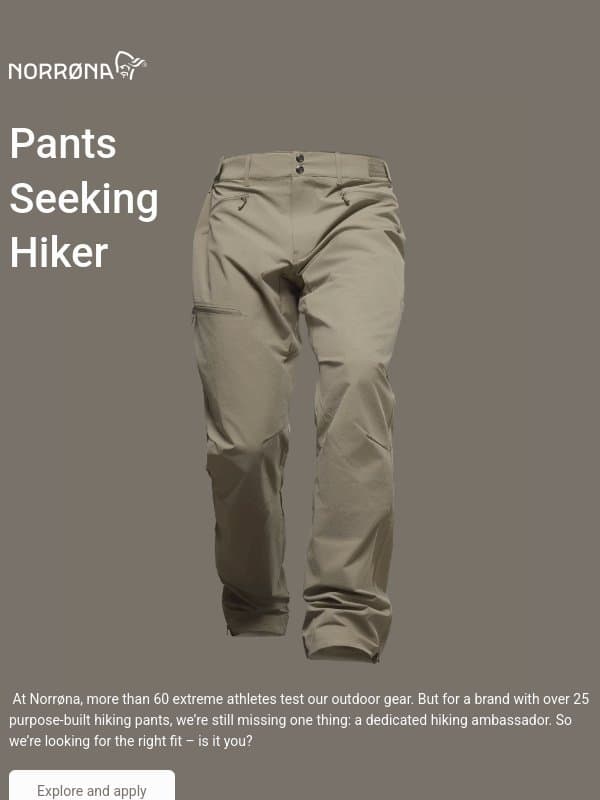 Are you our new hiking ambassador? email from Norrøna