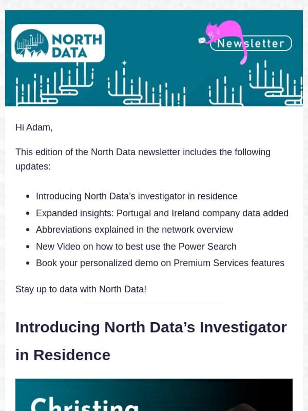 New Countries, New Tools, New Talent email from North Data