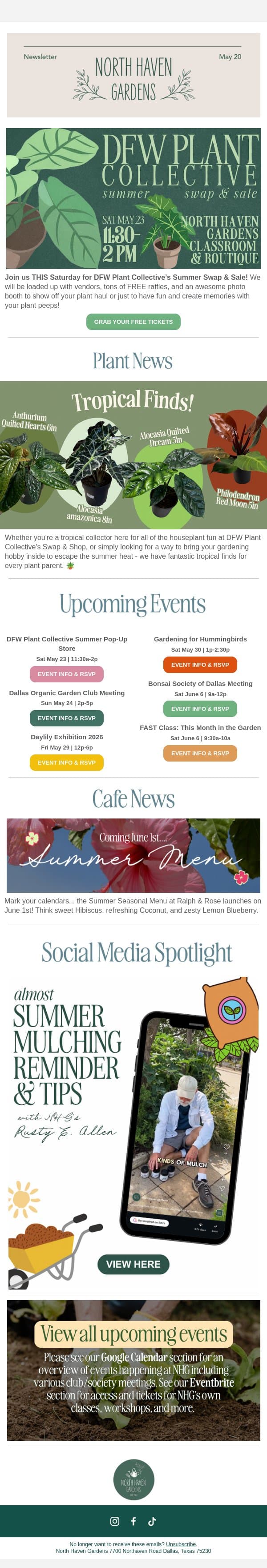 THIS Saturday: DFW Plant Collective Swap & Shop email from North Haven Gardens screenshot