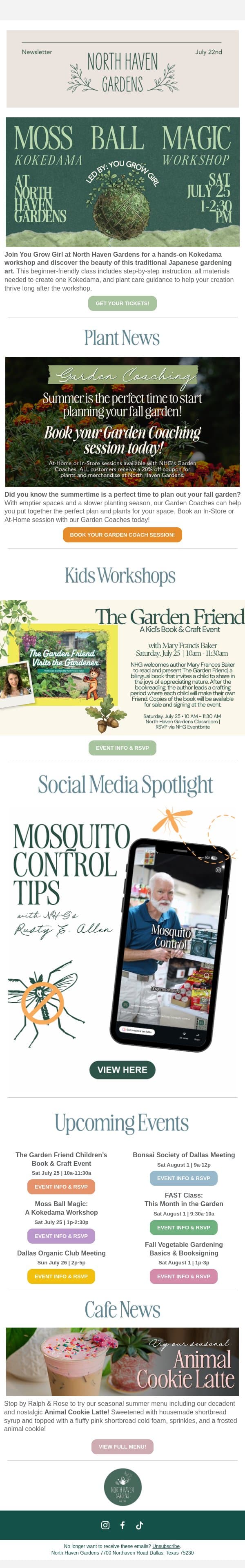 Kokedama Workshop, Mosquito Contro Tips, plus... email from North Haven Gardens screenshot