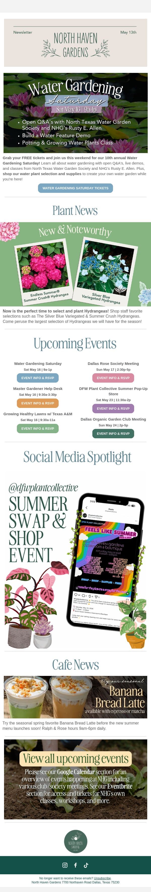 THIS Weekend: Water Gardening Saturday! 🪷 email from North Haven Gardens screenshot