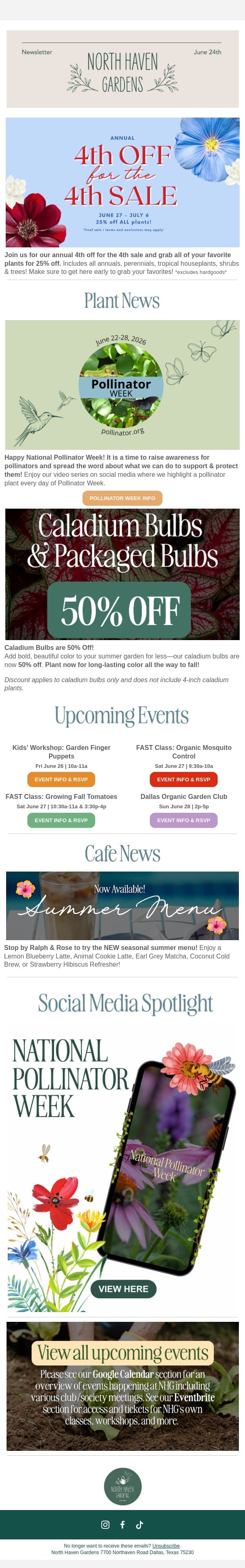 25% off ALL Plants THIS WEEKEND! email from North Haven Gardens screenshot