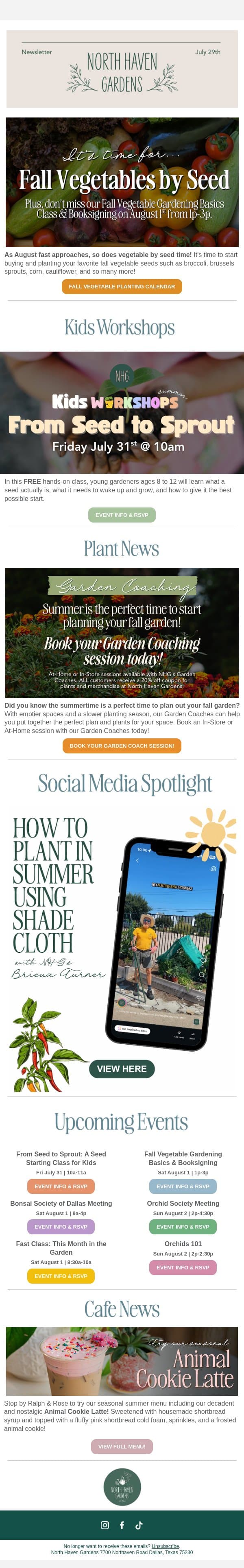 It's time for Fall Vegetables by Seed! email from North Haven Gardens screenshot