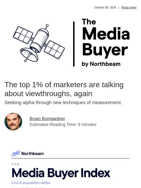 The top 1% of marketers are talking about viewthroughs, again email from Northbeam