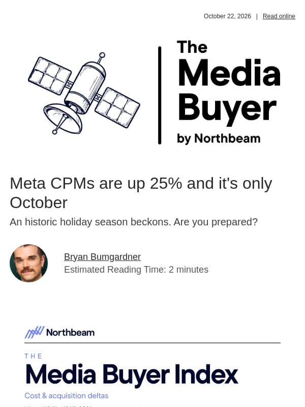 Meta CPMs are up 25% and it's only October email from Northbeam