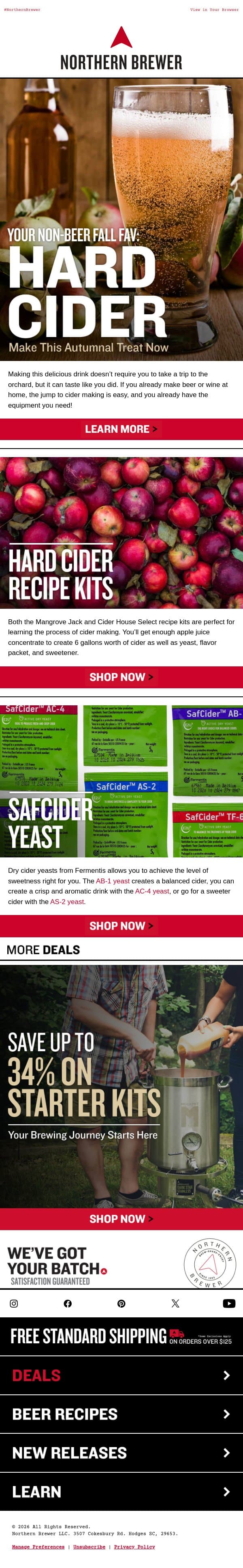 The Fizzy Fall Favorite: Homemade Hard Cider email from Northern Brewer screenshot