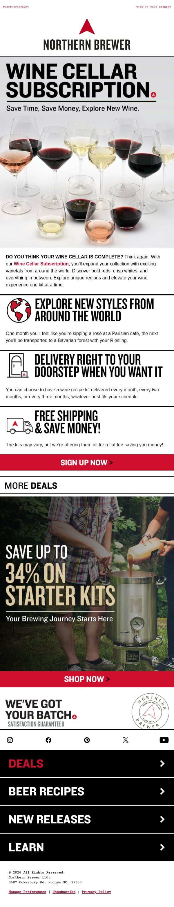 Your Next Favorite Wine is Waiting! email from Northern Brewer screenshot