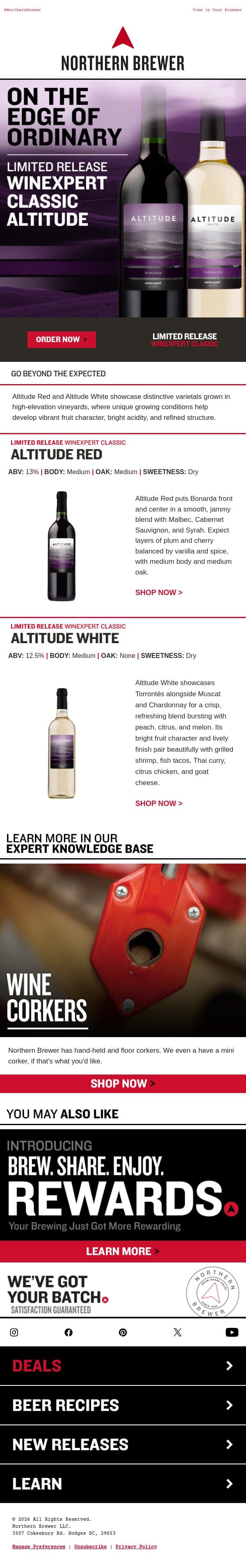 Discover Altitude Red π· and Altitude White π₯ email from Northern Brewer screenshot